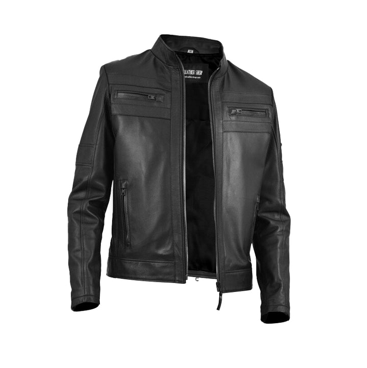 Bana Blitz Black Cafe Racer Racer Jacket | Leather Jackets AU Primeleathershop