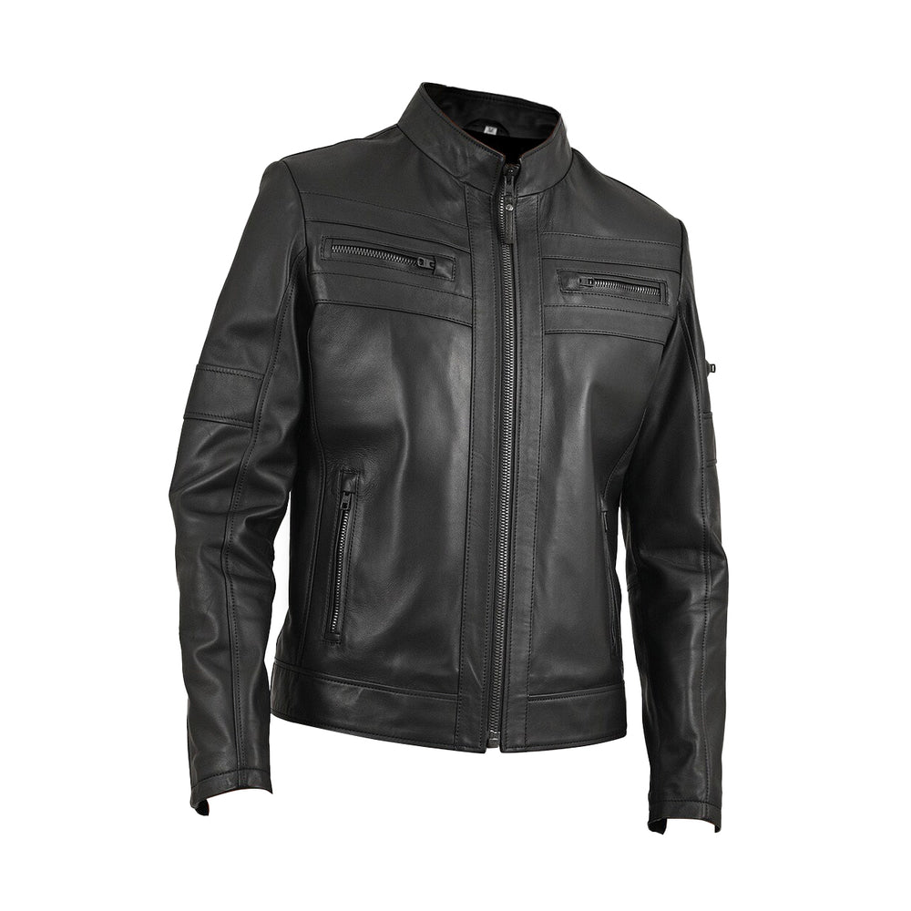 Bana Blitz Black Cafe Racer Racer Jacket | Leather Jackets AU Primeleathershop