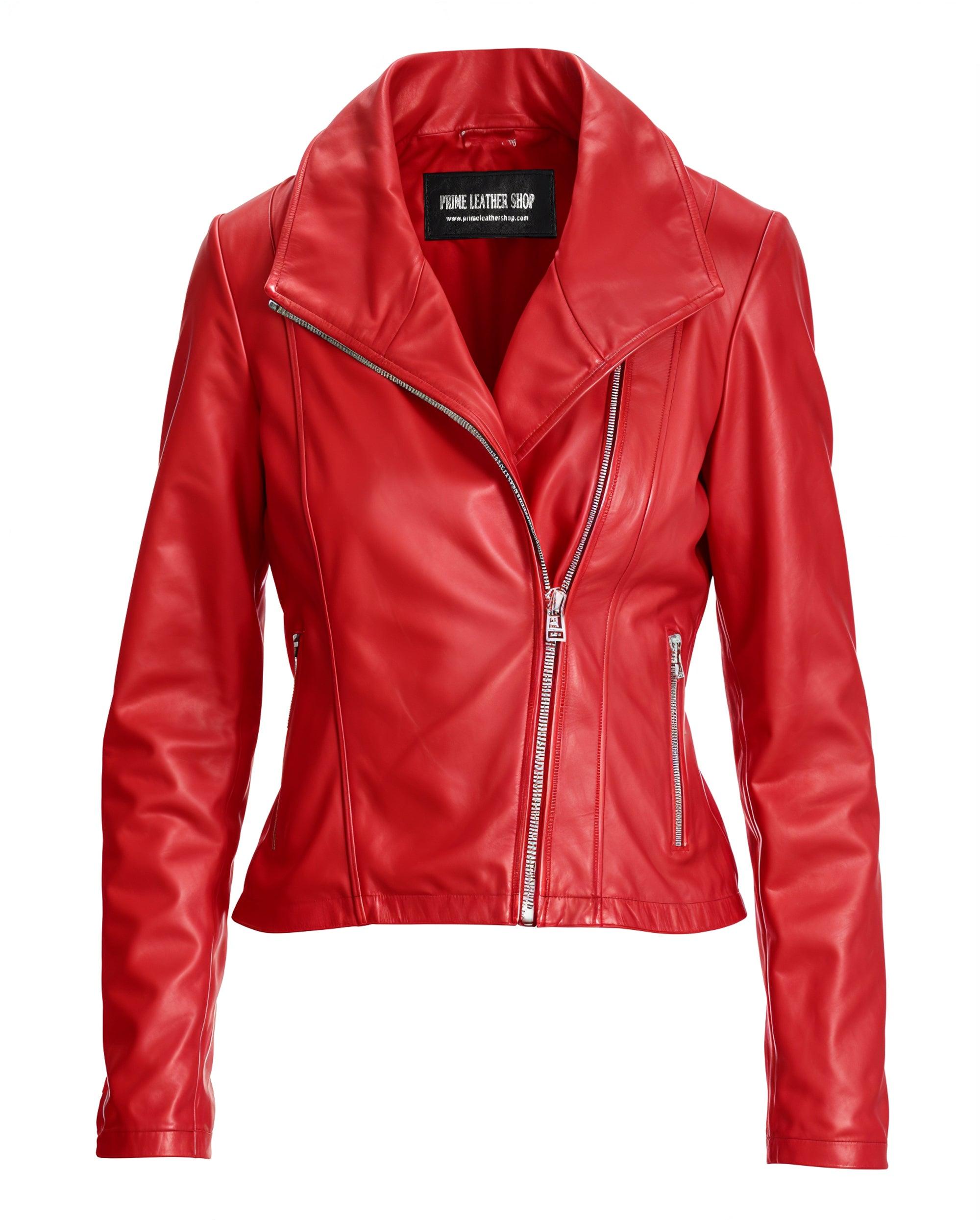 Cindy Classic Biker Leather Jacket | Leather Jackets AU Primeleathershop