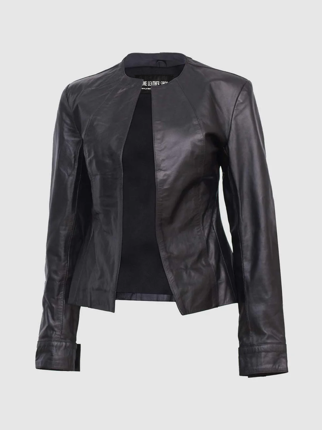 Collarless Premier Lambskin Leather Jacket | Leather Jackets AU Primeleathershop