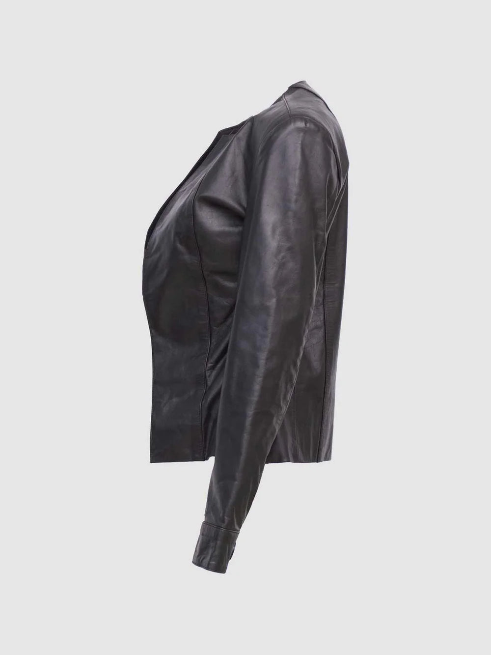 Collarless Premier Lambskin Leather Jacket | Leather Jackets AU Primeleathershop