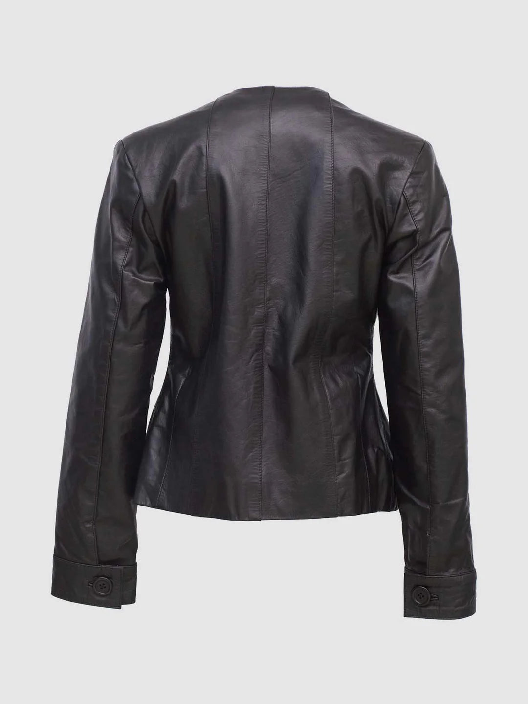 Collarless Premier Lambskin Leather Jacket | Leather Jackets AU Primeleathershop