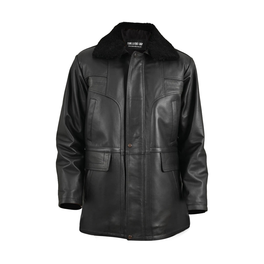 Edgerton Black Longline Mens Leather Coat | Leather Jackets AU Primeleathershop