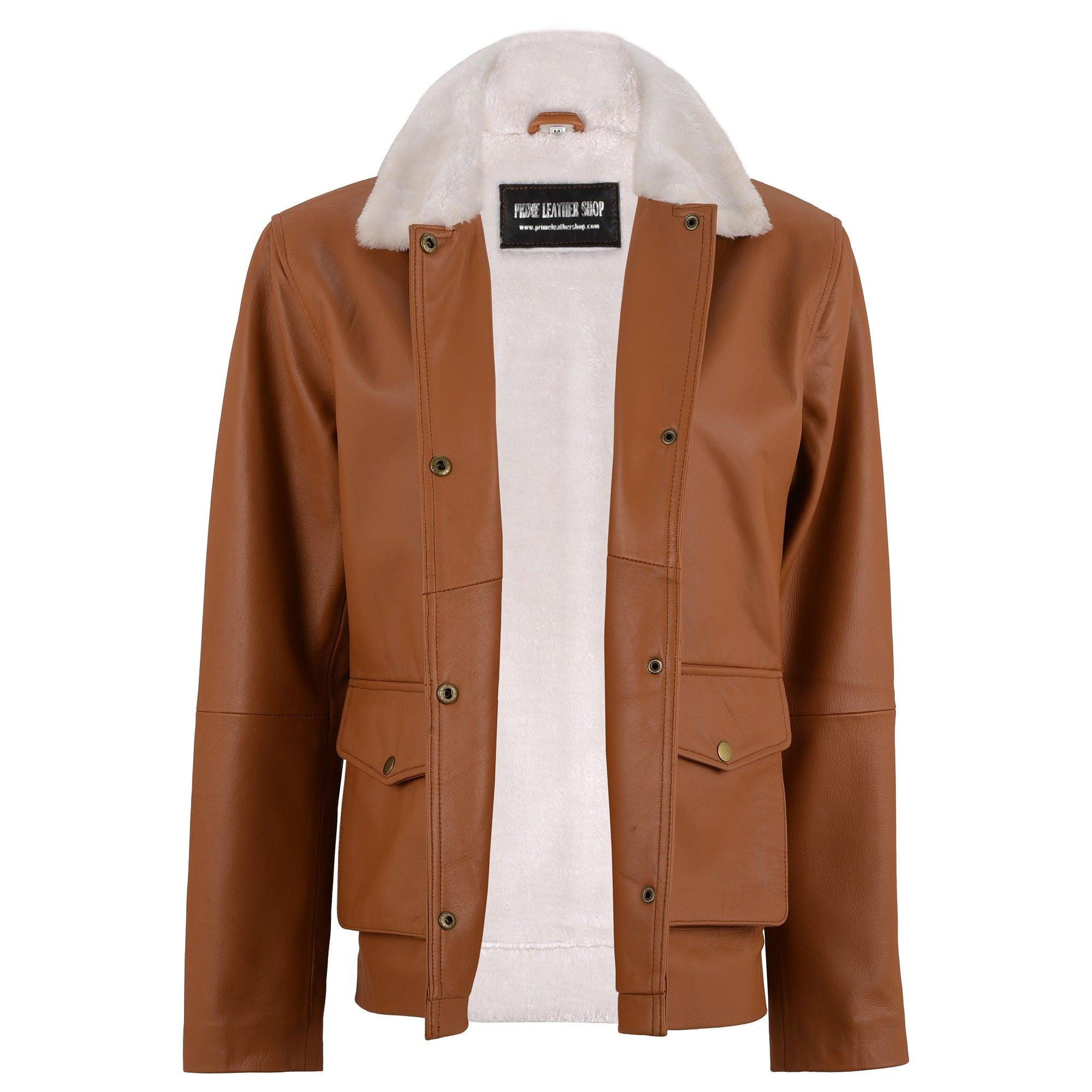 Jennifer L Shearling Leather Jacket - Primeleathershop