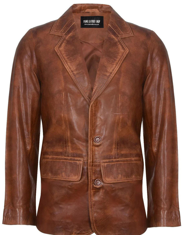 John Kennedy Brown Leather Long Coat | Leather Jackets AU Primeleathershop