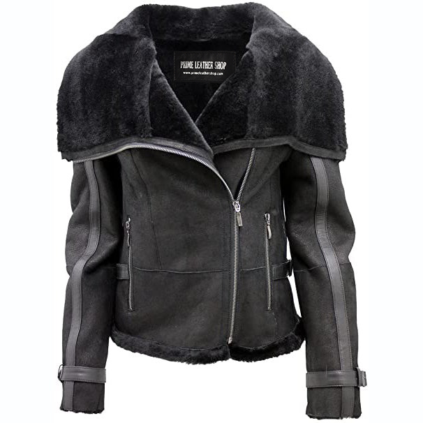 Aussie Fur Black Leather Jacket Women | Leather Jackets AU Primeleathershop