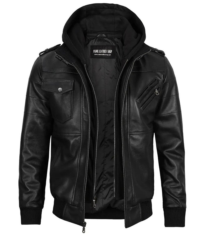 Urban Edge Hooded Leather Jacket | Leather Jackets AU Primeleathershop