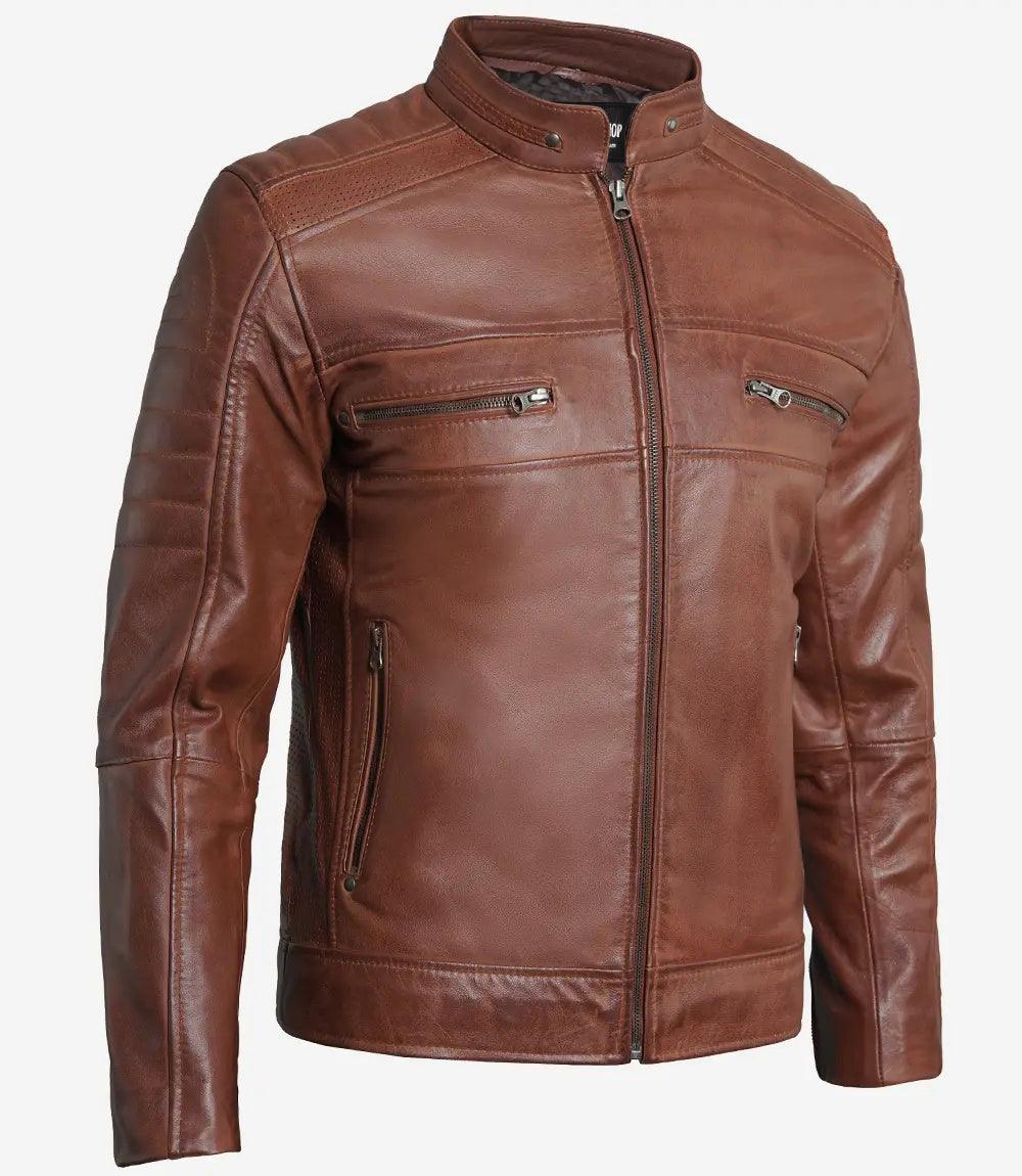 Men’s Vortex Premium Brown Leather Motorcycle Jacket | Leather Jackets AU Primeleathershop