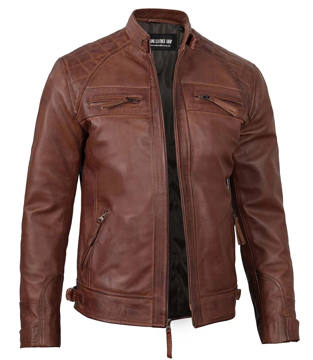 Men’s Rebel Brown Biker Leather Jacket | Leather Jackets AU Primeleathershop