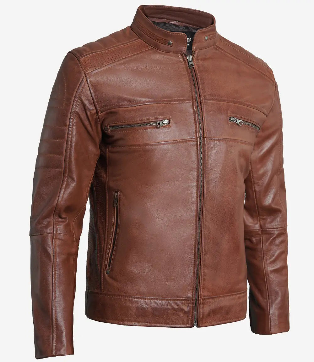 Men’s Vortex Premium Brown Leather Motorcycle Jacket | Leather Jackets AU Primeleathershop