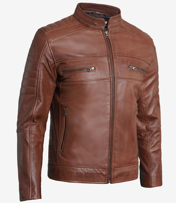 Men’s Vortex Premium Brown Leather Motorcycle Jacket | Leather Jackets AU Primeleathershop