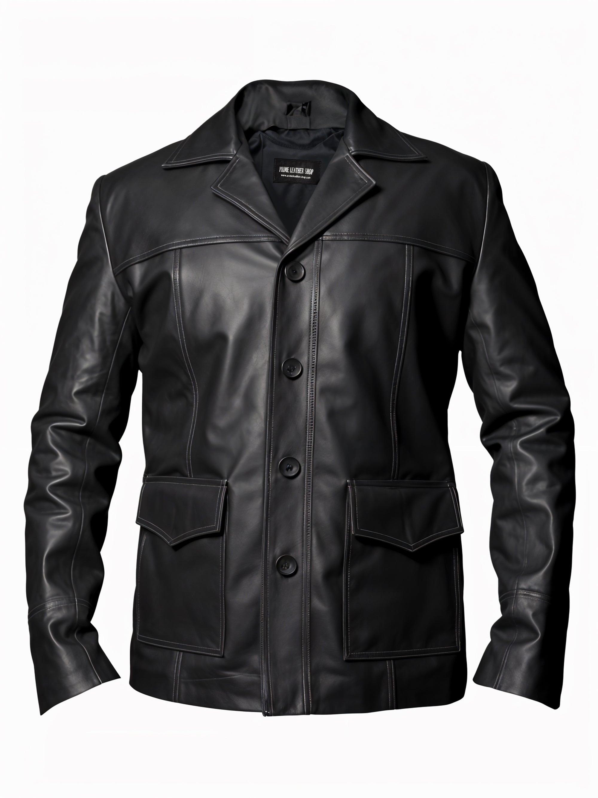 Rocky Black Leather Coat | Leather Jackets AU Primeleathershop