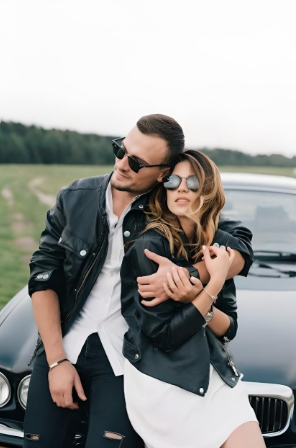 black and white leather jacket