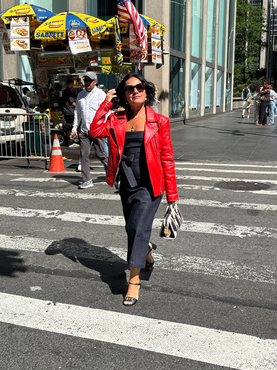 red leather jacket