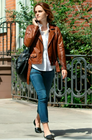 brown leather jacket