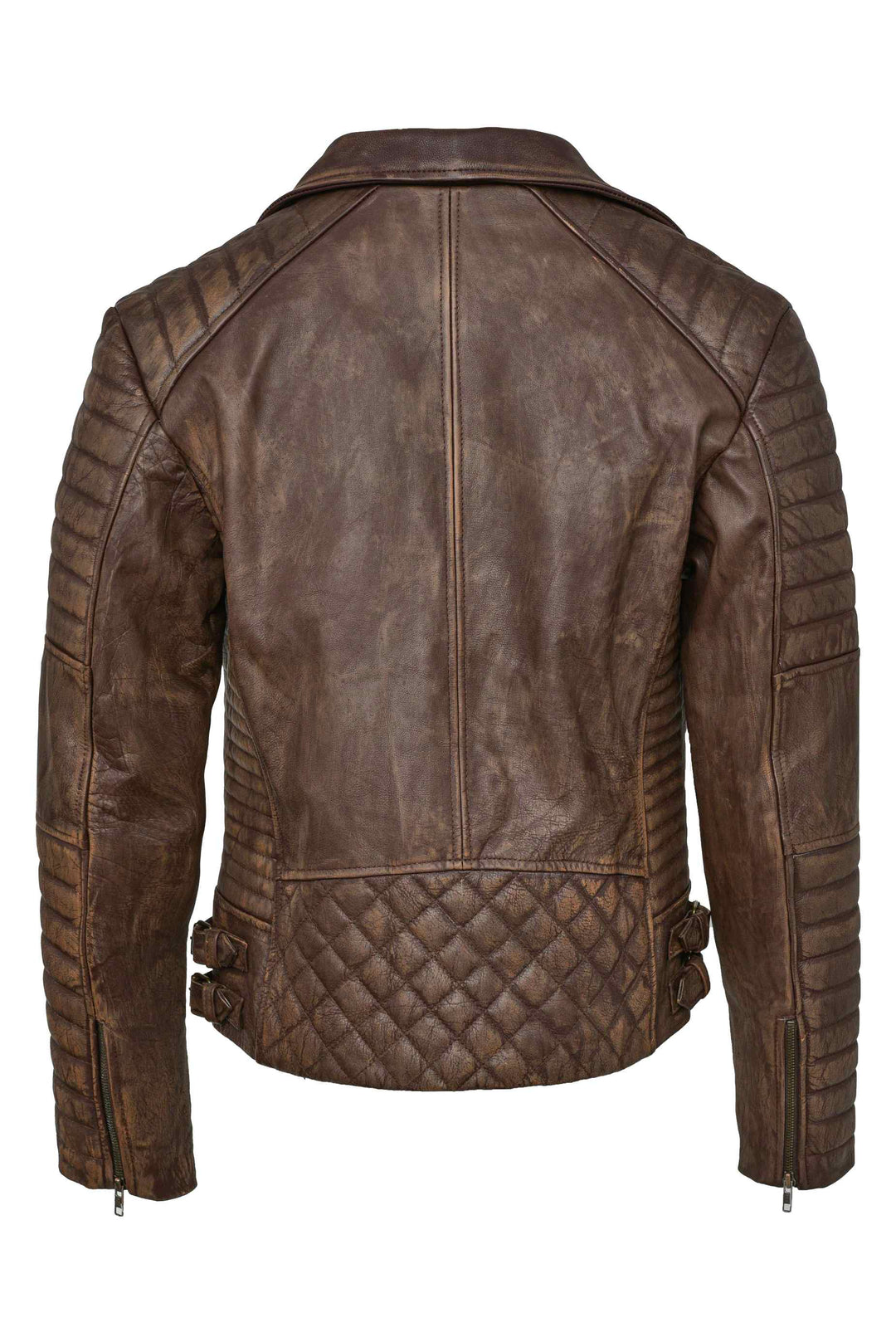 Distressed Brown Biker Leather Jacket - Primeleathershop