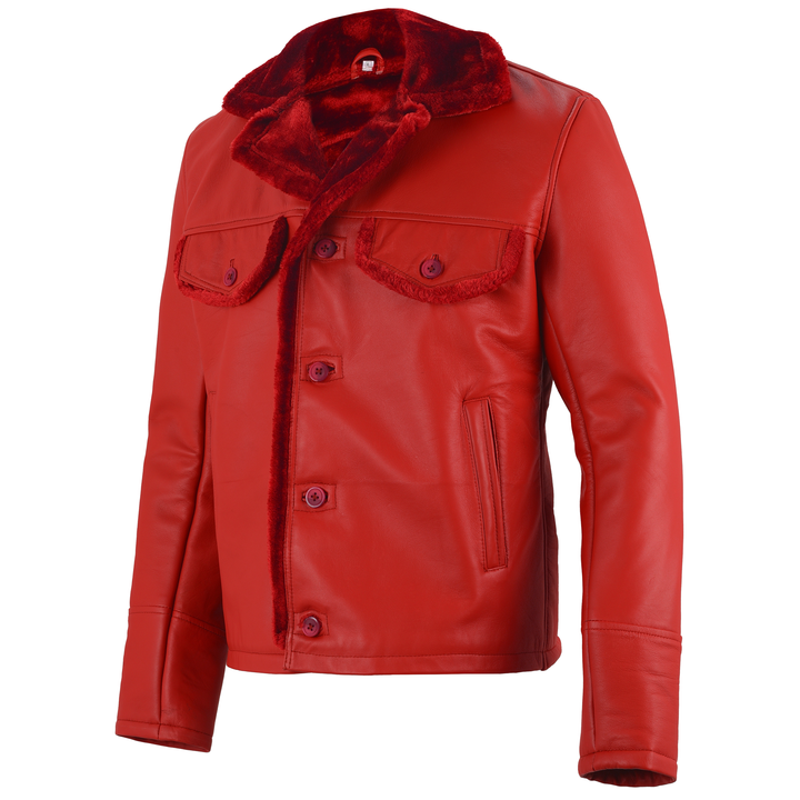 SHEARLING RED LEATHER JACKET
