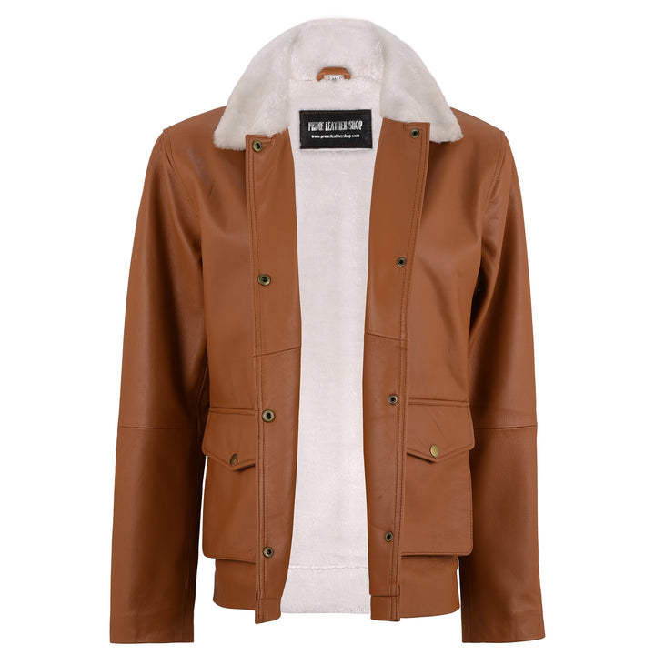 Brown Shearling Leather Jacket Women