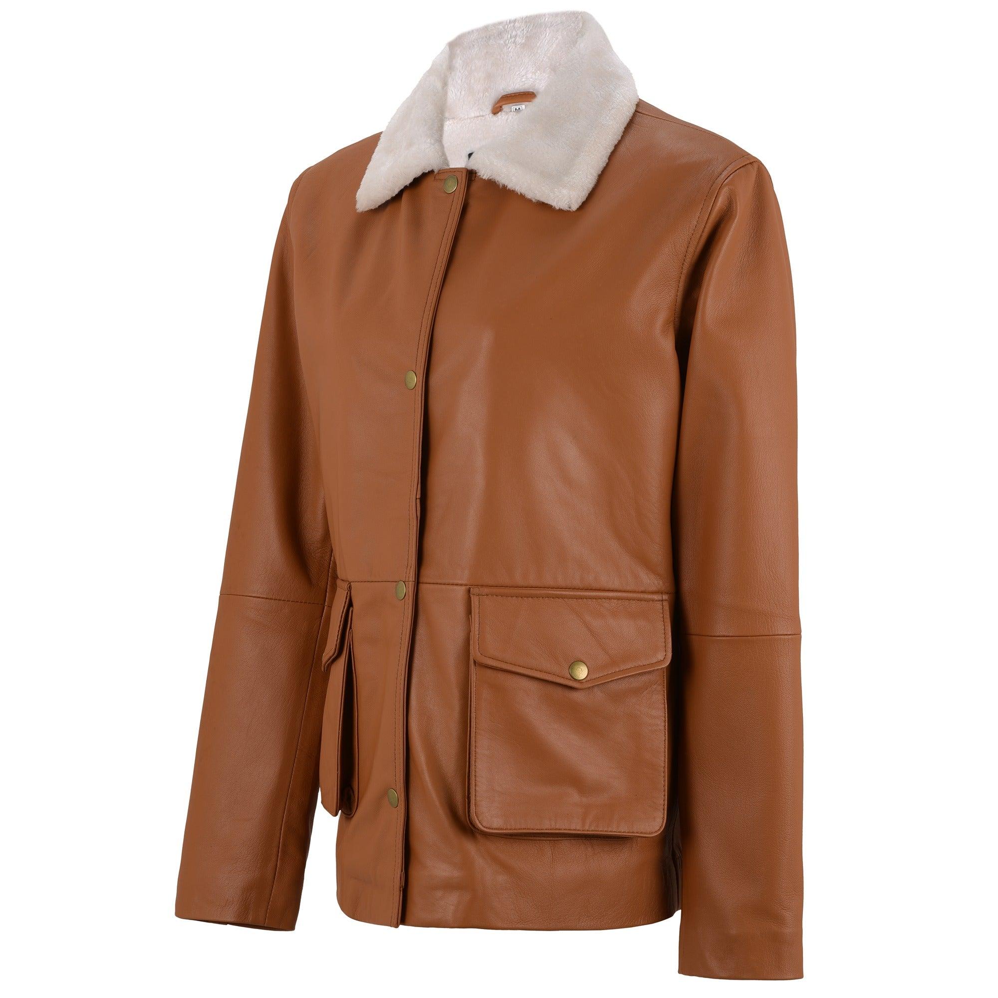 [NOTHING WRITTEN]BROWN LEATHER SHEARLING ジャケット★24AW★ 4TH / Norman leather jacket (Light beige) - Nothing written