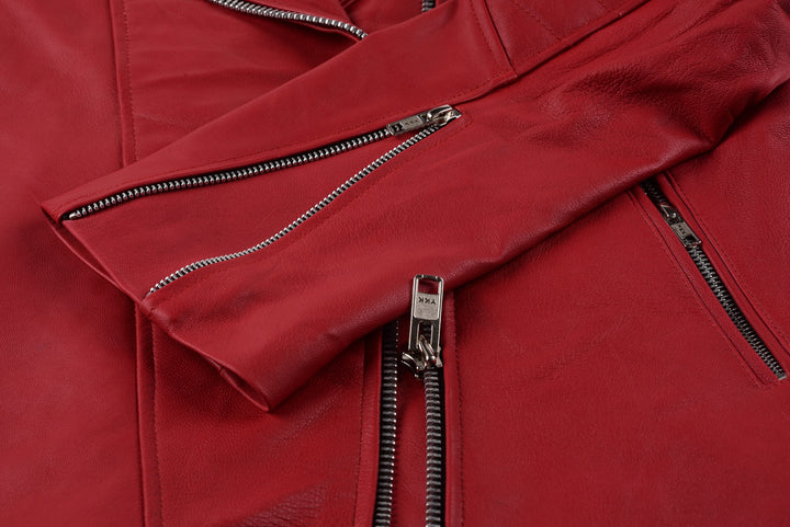 Red Biker Leather Jacket