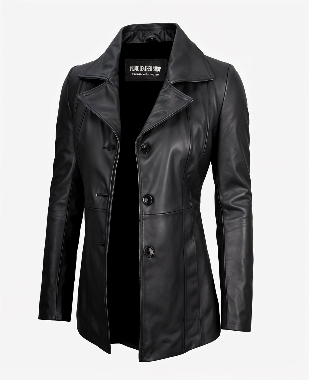 Jessica Alba Black Leather Coat - Primeleathershop