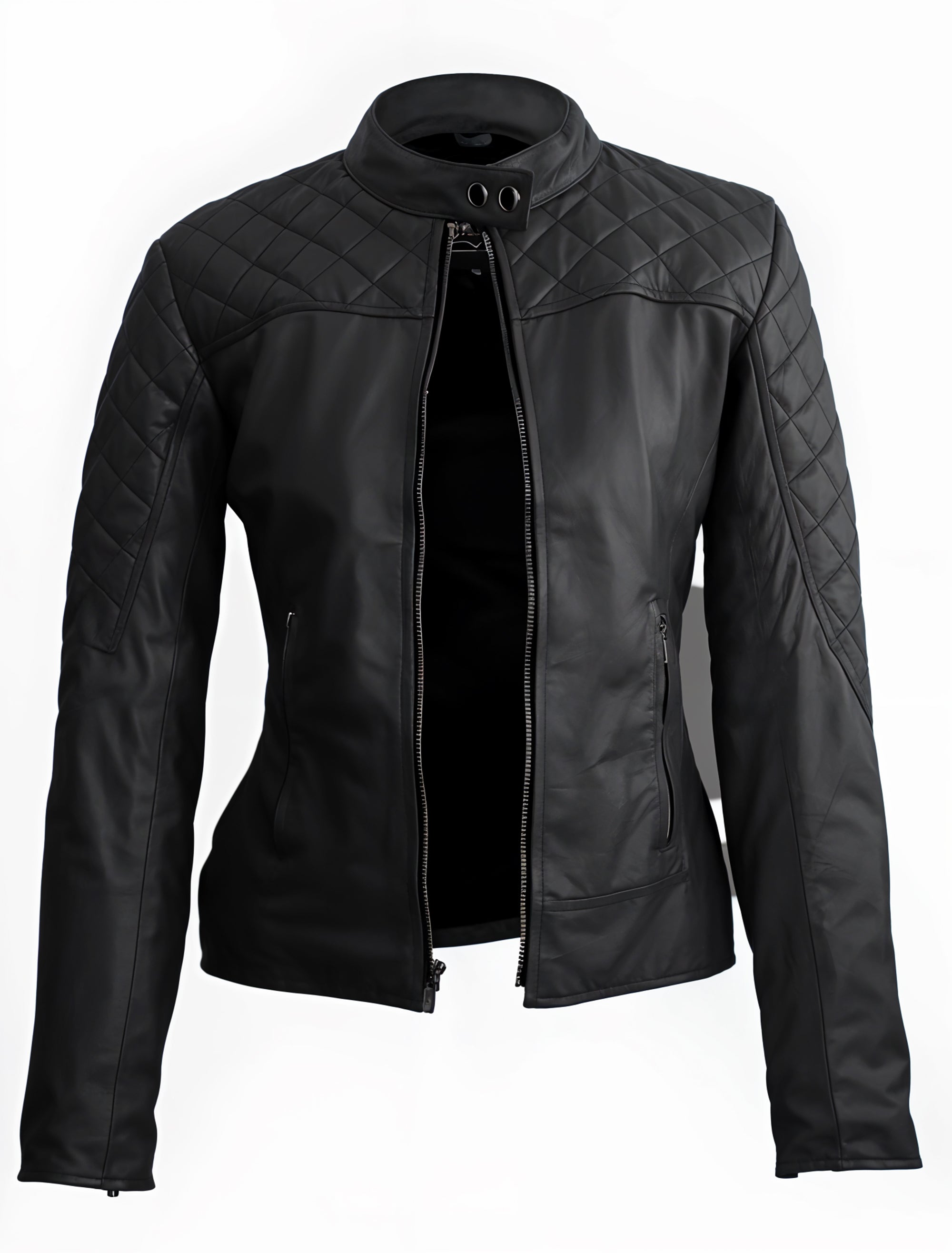 Classic Leather Jacket Women2