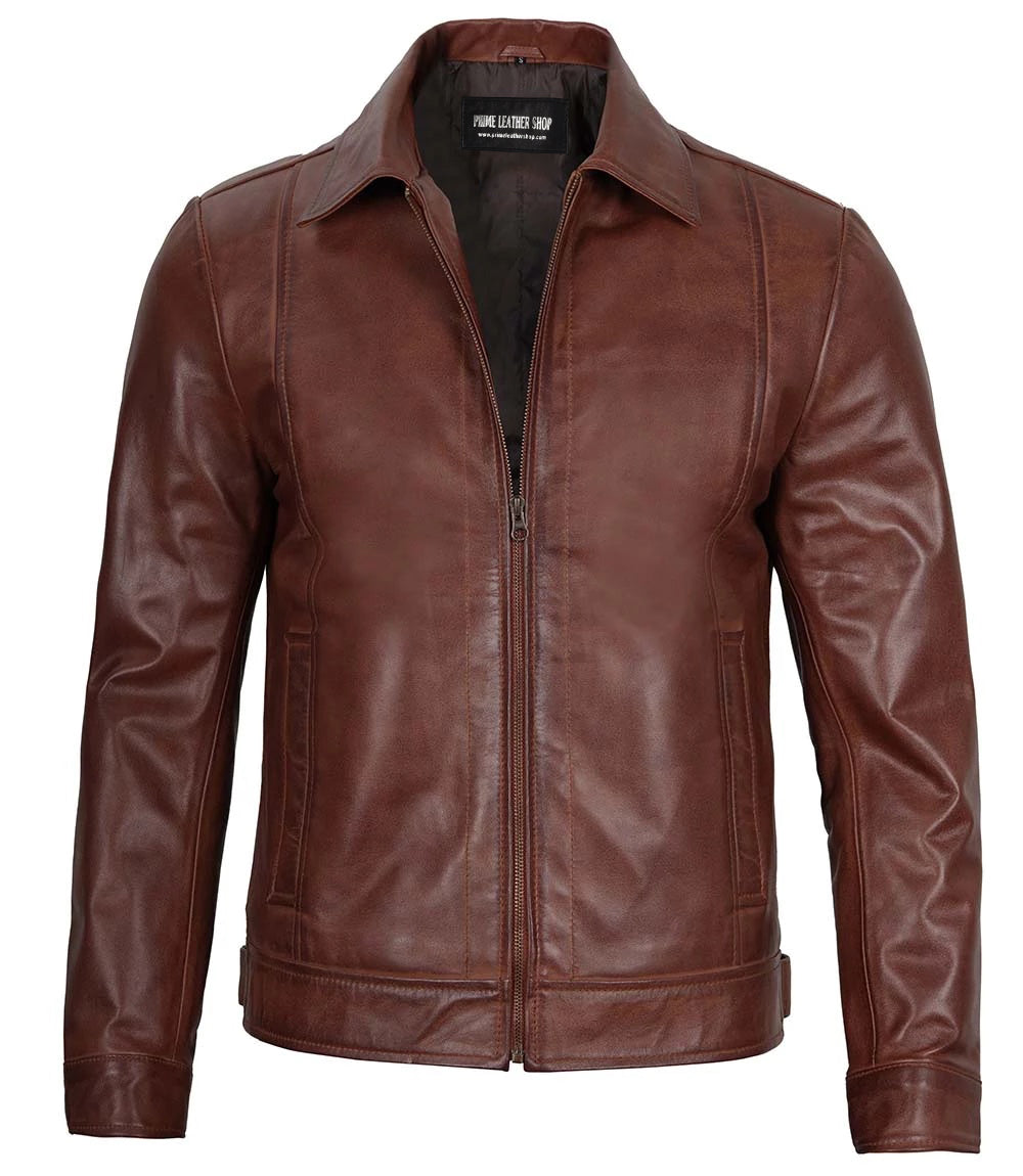 Brown Biker Leather Jacket - Primeleathershop