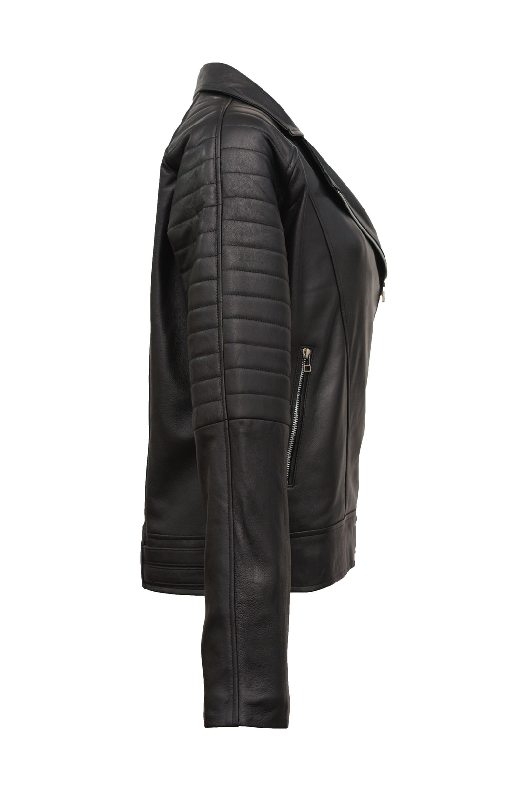 Angelina Black Biker Leather Jacket - Primeleathershop