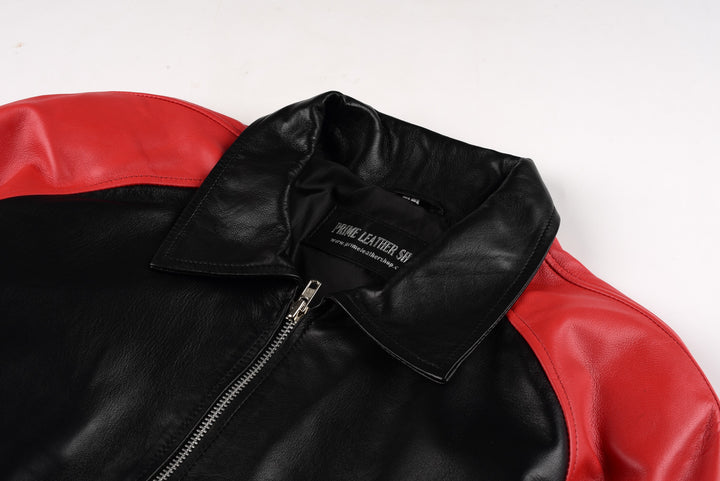 Red Leather Bomber Jacket