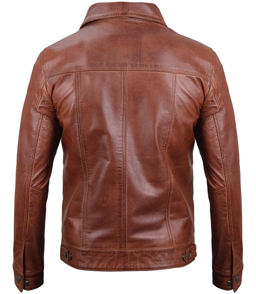 épine leather jacket brown Heritage Casual Brown Leather Jacket - Primeleathershop