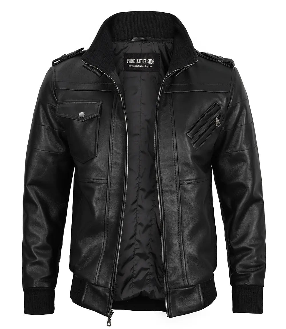 hooded leather jacket