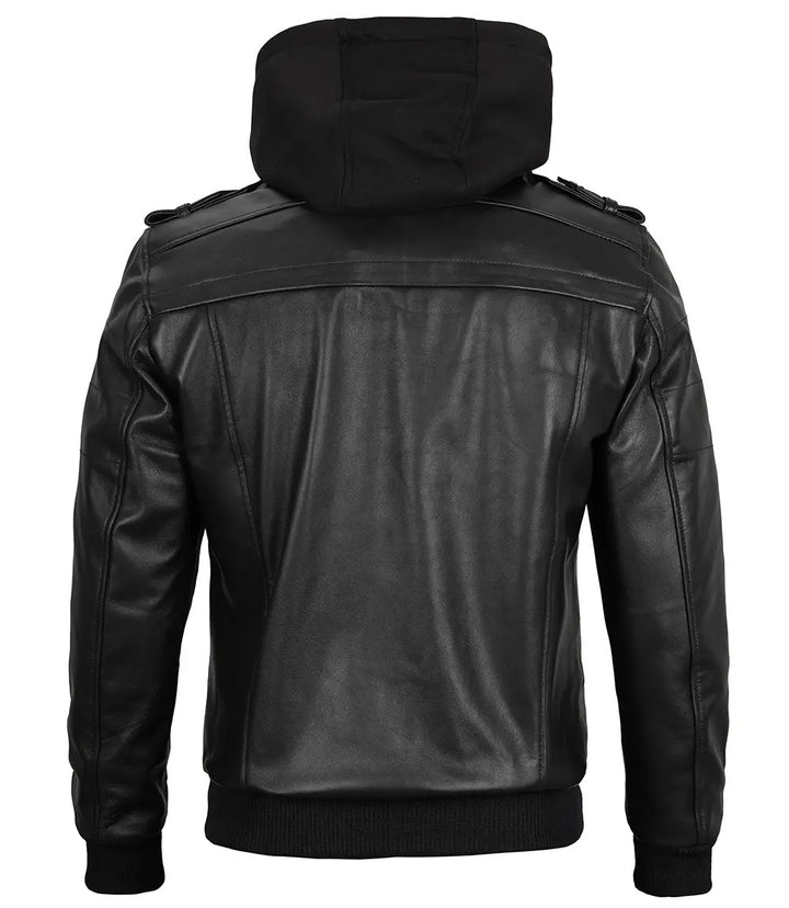 hooded leather jacket