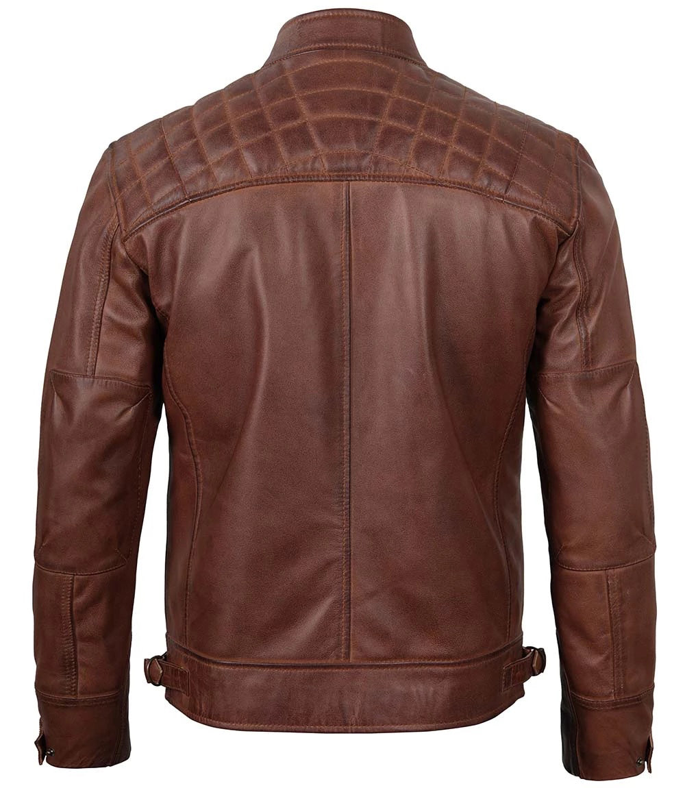 Men’s Rebel Brown Biker Leather Jacket - Primeleathershop