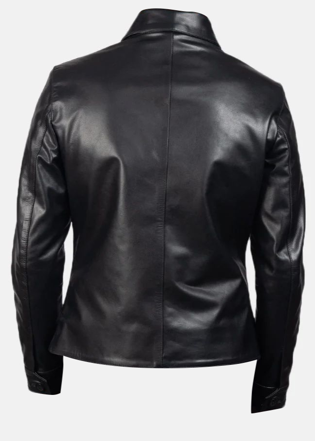 Mens Metal Hardware Biker Leather Jacket 