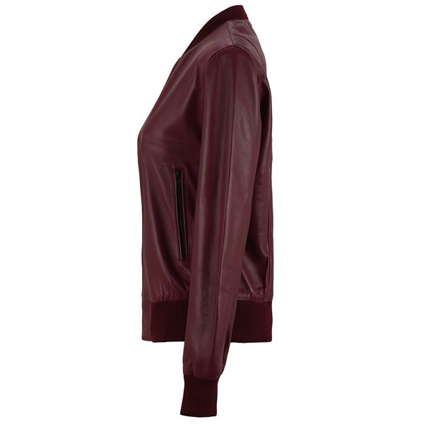 Maroon Leather Jacket Women