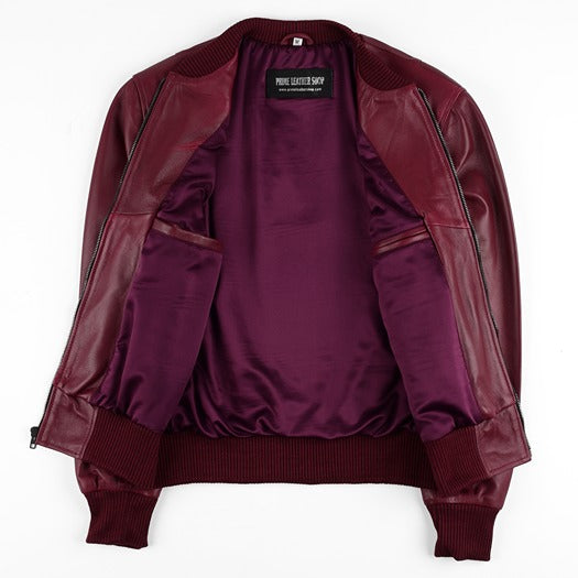 Maroon Leather Jacket Women