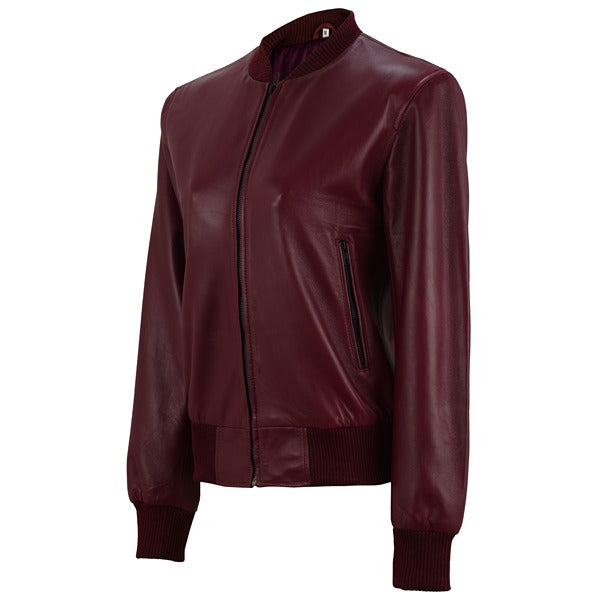 Maroon Leather Jacket Women