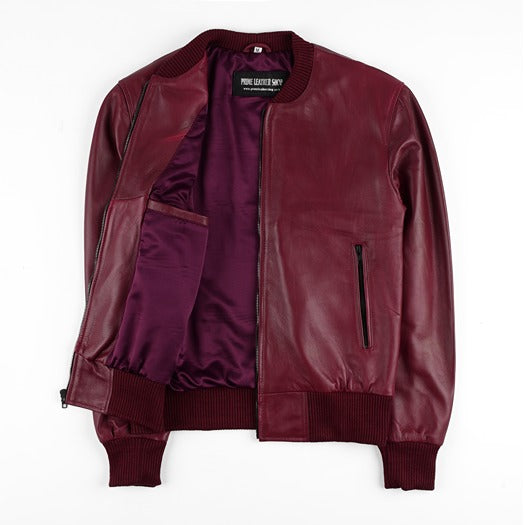 Maroon Leather Jacket Women