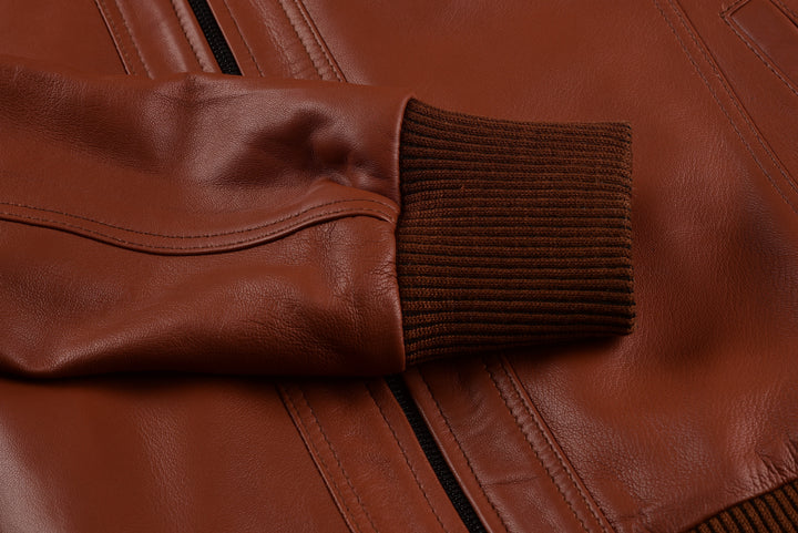 Brown bomber leather Jacket