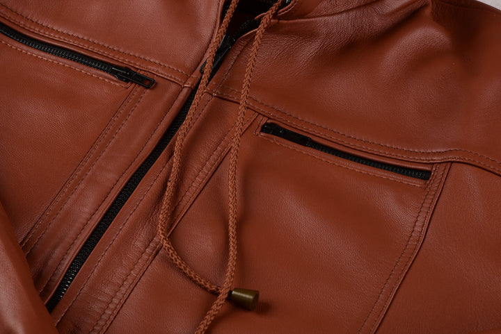 Brown bomber leather Jacket