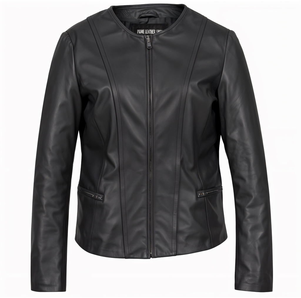 ジャケット Collarless Leather Jacket Timeless_Collarless_Leather_Ja