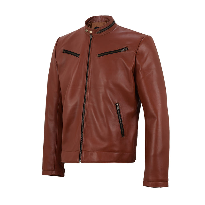 brown Leather biker jacket