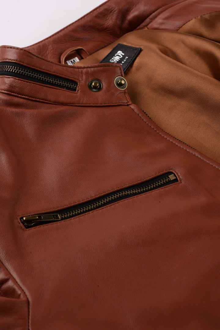 brown Leather biker jacket